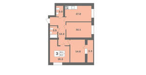 3-к квартира, вторичка, 84м2, 8/9 этаж
