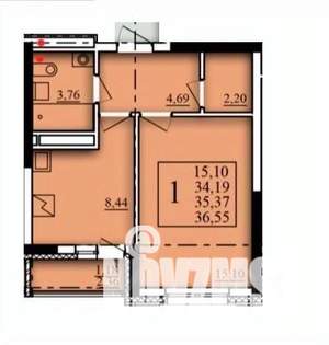 1-к квартира, вторичка, 35м2, 13/21 этаж