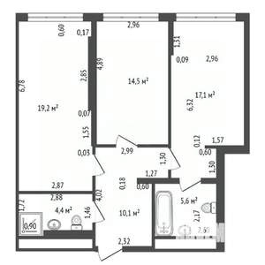3-к квартира, вторичка, 71м2, 14/34 этаж