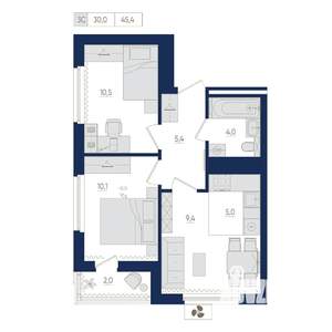3-к квартира, вторичка, 45м2, 18/22 этаж