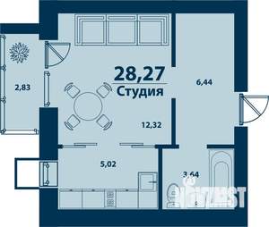 Студия квартира, строящийся дом, 28м2, 5/5 этаж