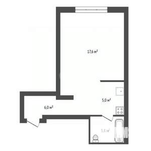 1-к квартира, вторичка, 32м2, 6/6 этаж