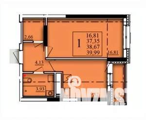 1-к квартира, вторичка, 39м2, 18/21 этаж