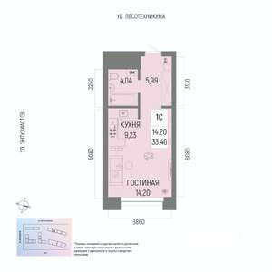 1-к квартира, вторичка, 33м2, 21/22 этаж