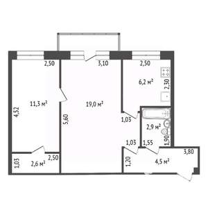 2-к квартира, вторичка, 47м2, 5/5 этаж