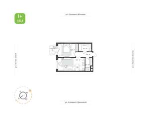 1-к квартира, строящийся дом, 45м2, 2/24 этаж
