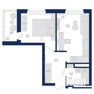 1-к квартира, вторичка, 35м2, 11/22 этаж