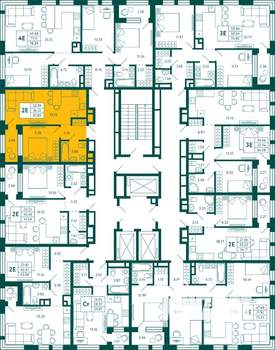 1-к квартира, строящийся дом, 38м2, 26/29 этаж