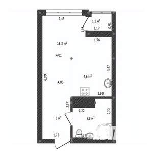 Студия квартира, вторичка, 28м2, 3/22 этаж