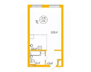 1-к квартира, вторичка, 42м2, 6/16 этаж