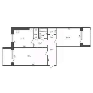 2-к квартира, вторичка, 55м2, 5/9 этаж