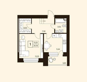1-к квартира, вторичка, 40м2, 1/10 этаж