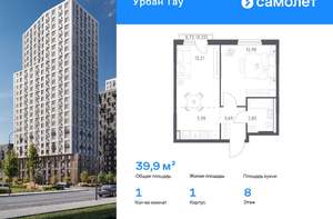 1-к квартира, вторичка, 40м2, 8/25 этаж