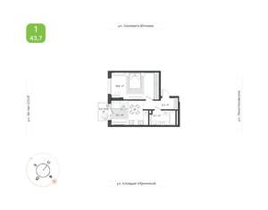 1-к квартира, вторичка, 44м2, 3/18 этаж