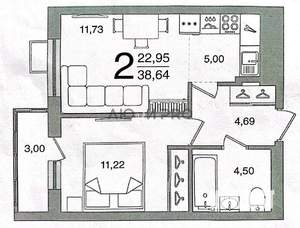 2-к квартира, вторичка, 36м2, 16/23 этаж