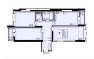 3-к квартира, строящийся дом, 84м2, 10/25 этаж