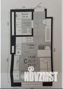 1-к квартира, строящийся дом, 23м2, 23/27 этаж