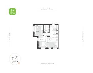 2-к квартира, вторичка, 57м2, 2/18 этаж