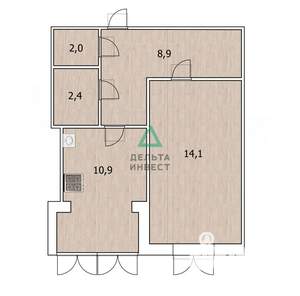 1-к квартира, вторичка, 42м2, 9/9 этаж