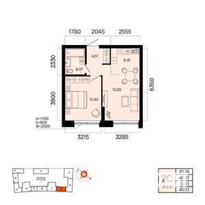 2-к квартира, вторичка, 40м2, 7/7 этаж