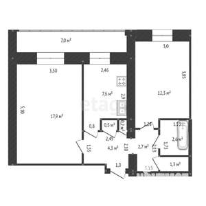 2-к квартира, вторичка, 53м2, 5/9 этаж