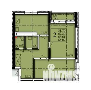 2-к квартира, строящийся дом, 64м2, 10/21 этаж