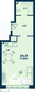 1-к квартира, вторичка, 34м2, 20/24 этаж