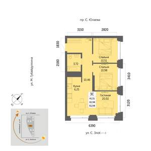 3-к квартира, вторичка, 62м2, 15/32 этаж