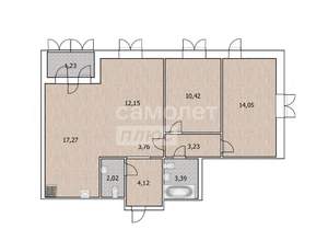 3-к квартира, вторичка, 72м2, 16/25 этаж