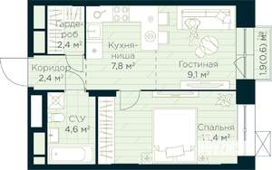 1-к квартира, строящийся дом, 40м2, 5/30 этаж