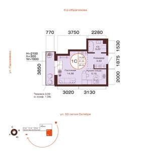 1-к квартира, вторичка, 28м2, 3/32 этаж