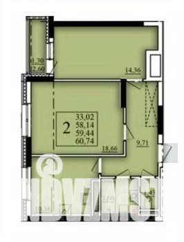 2-к квартира, вторичка, 59м2, 5/21 этаж