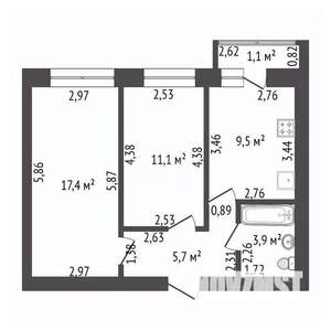 2-к квартира, вторичка, 48м2, 11/15 этаж