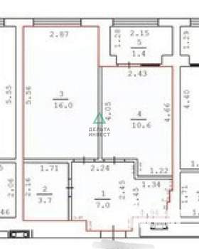 1-к квартира, вторичка, 37м2, 9/22 этаж