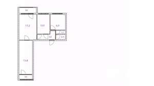 3-к квартира, вторичка, 61м2, 6/9 этаж