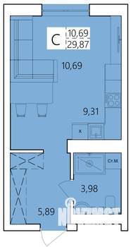 Студия квартира, строящийся дом, 30м2, 5/25 этаж