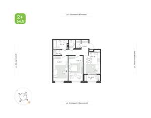 2-к квартира, вторичка, 65м2, 23/25 этаж