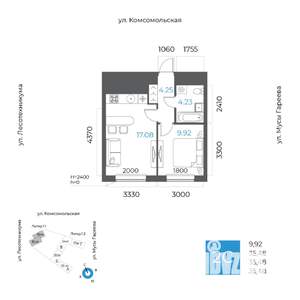 2-к квартира, вторичка, 35м2, 19/32 этаж