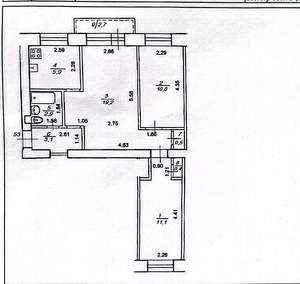 3-к квартира, вторичка, 53м2, 4/5 этаж