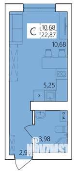 Студия квартира, строящийся дом, 23м2, 7/25 этаж