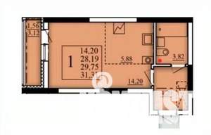 Студия квартира, вторичка, 30м2, 2/21 этаж