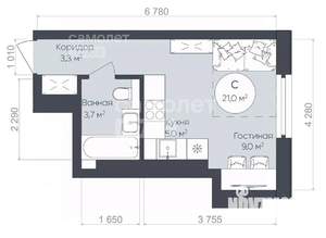 Студия квартира, вторичка, 21м2, 13/25 этаж