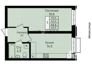 1-к квартира, вторичка, 43м2, 3/8 этаж