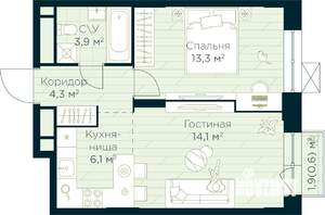 1-к квартира, вторичка, 42м2, 7/30 этаж