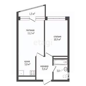 1-к квартира, вторичка, 37м2, 6/22 этаж