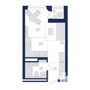 1-к квартира, вторичка, 25м2, 12/22 этаж