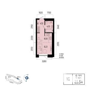 1-к квартира, вторичка, 23м2, 10/25 этаж