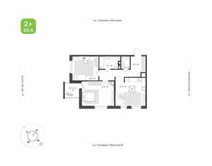 2-к квартира, вторичка, 66м2, 7/25 этаж