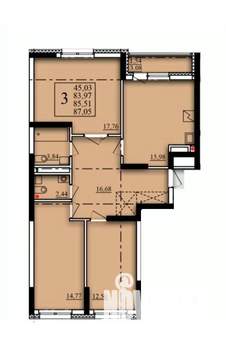 3-к квартира, вторичка, 86м2, 8/21 этаж