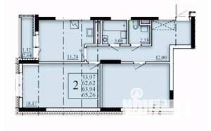 2-к квартира, строящийся дом, 64м2, 20/25 этаж
